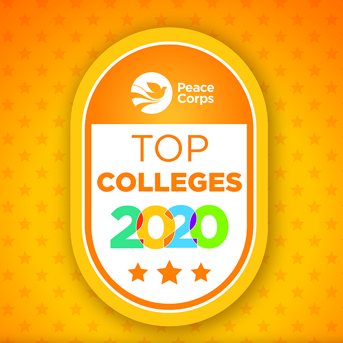 Badge says Peace Corps Top Colleges 2020