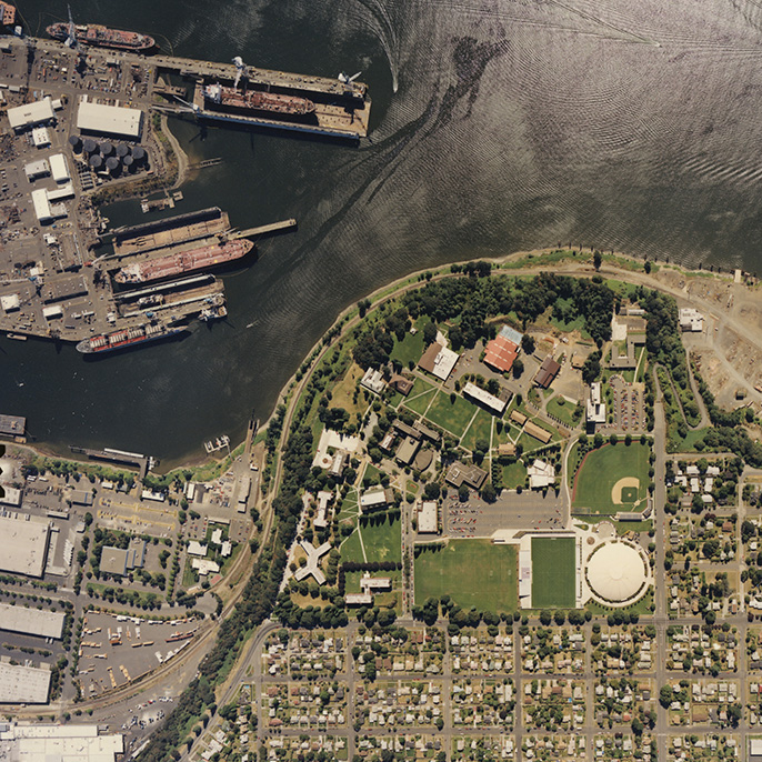 University of Portland campus from above