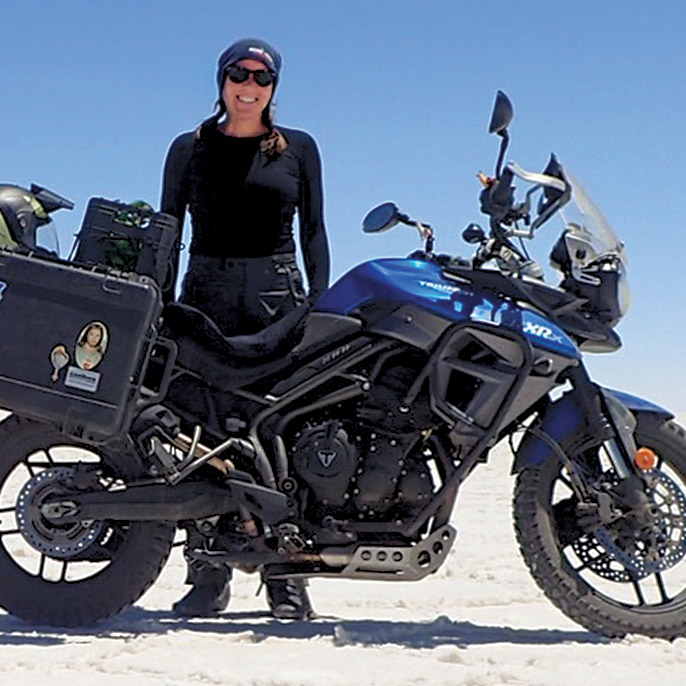 Tara Prestholdt and her motorcycle