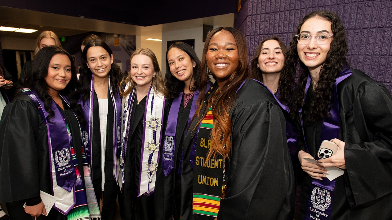 Students in regalia at their commencement ceremony