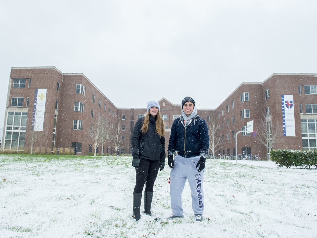 students in the snow