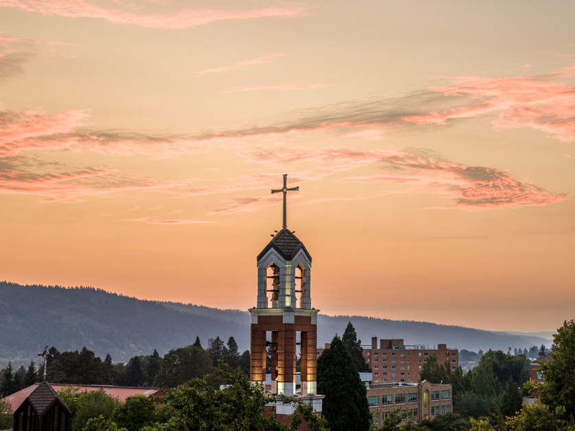 The bell tower at sunset