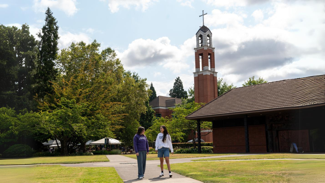 The exterior of the chapel on a summer day