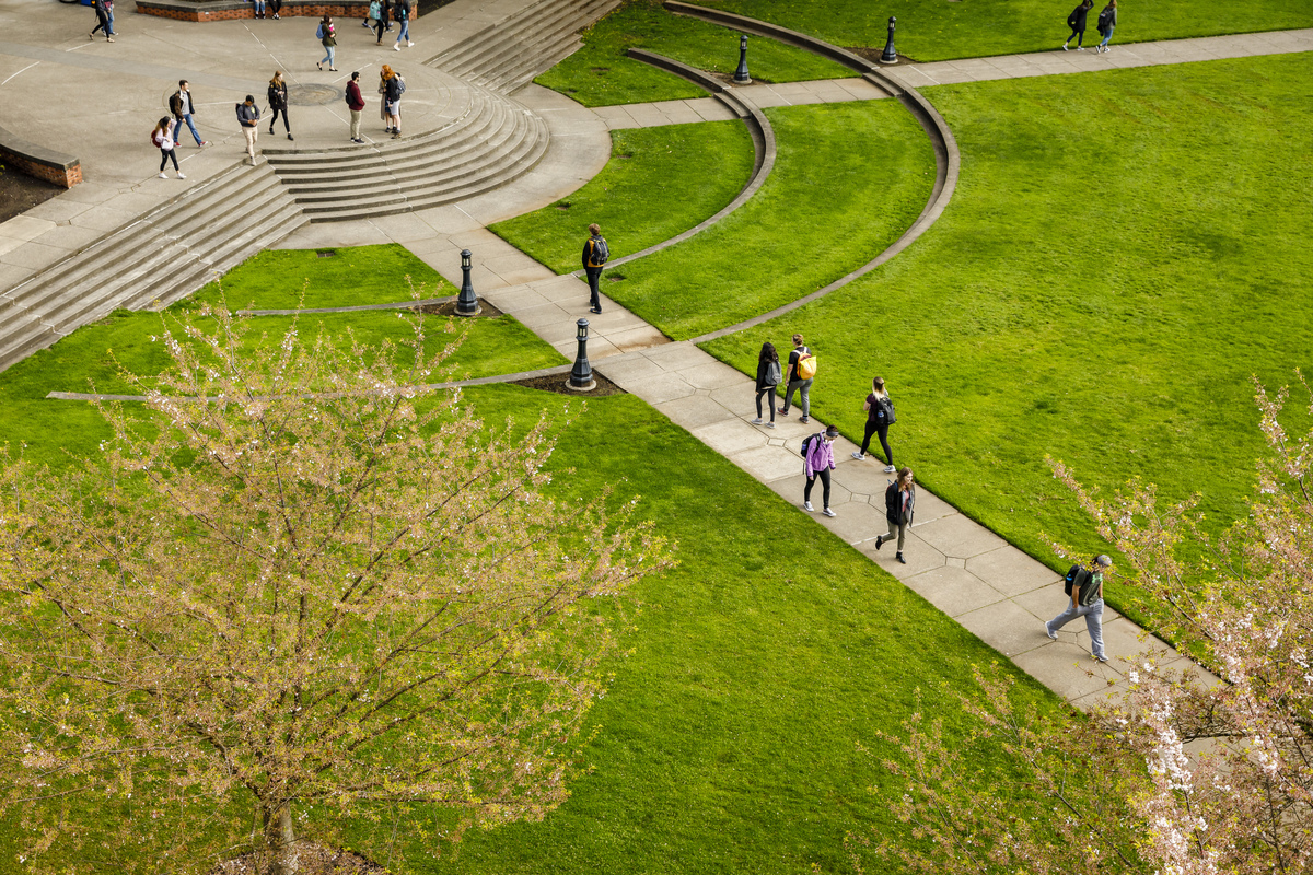 Aerial view of the academic quad.