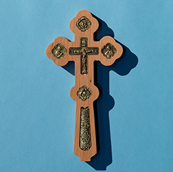 cross on blue background