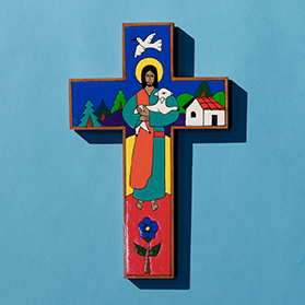 cross on blue background