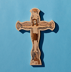 cross on blue background