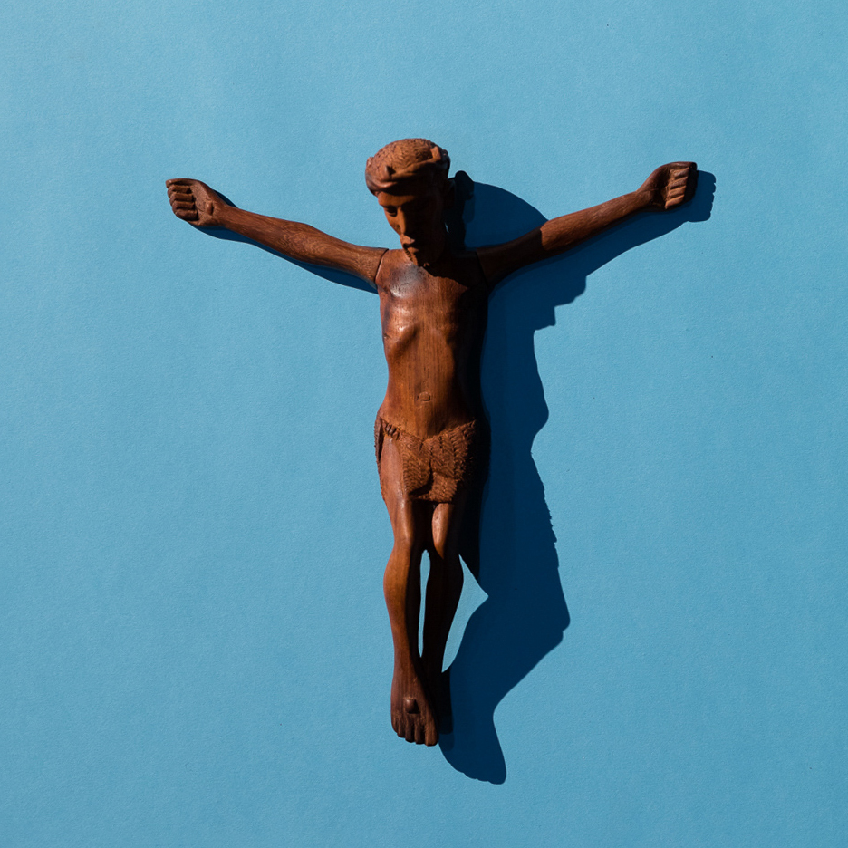 cross on blue background