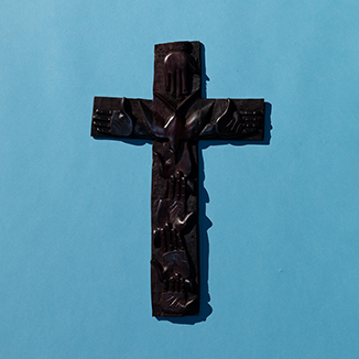 cross on blue background