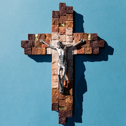 cross on blue background