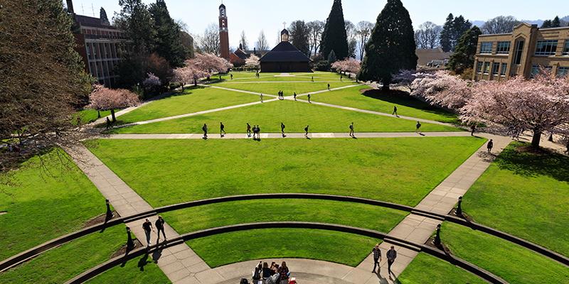 students walking in quad