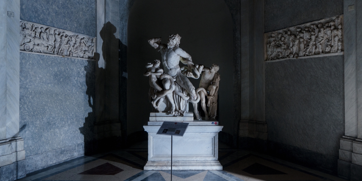 The statue of Laocoön in the Octagonal Courtyard, the nucleus of the Vatican Museums.