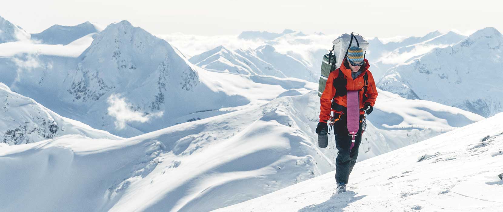 Climber on a snowy mountain