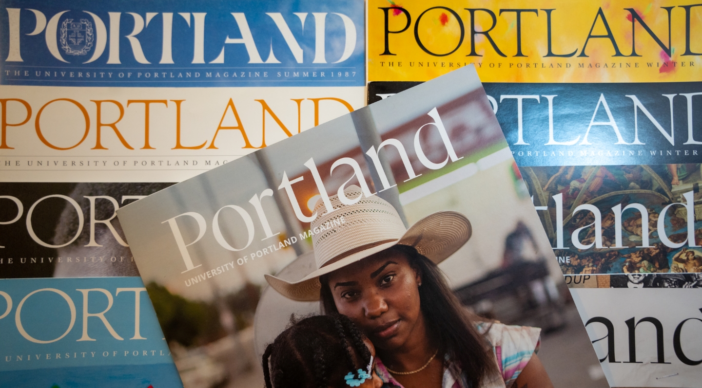 Covers of back issues of Portland magazine