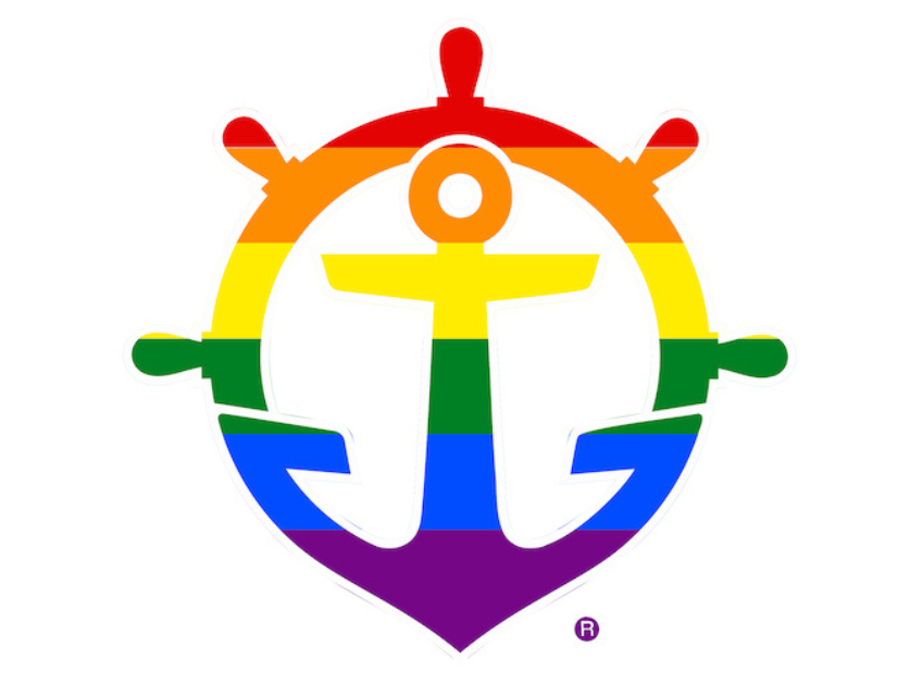 A rainbow colored version of the UP anchor logo